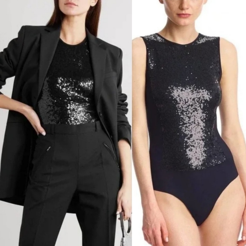 COMMANDO Sequin Signature Black Bodysuit / Top New Size Small